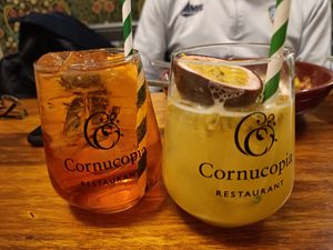 Aperol spritz and passionfruit martini at Cornucopia in Dublin