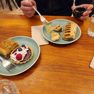Sausage roll (I don't even like sausage and I loved it!) Baklava and berry tarte at Cornucopia in Dublin