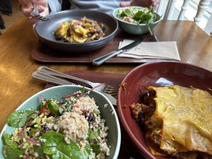 Lasagna and mushroom pot pie  at Cornucopia in Dublin