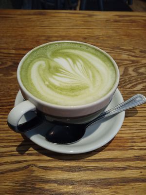 Oat milk matcha latte at Cornucopia in Dublin