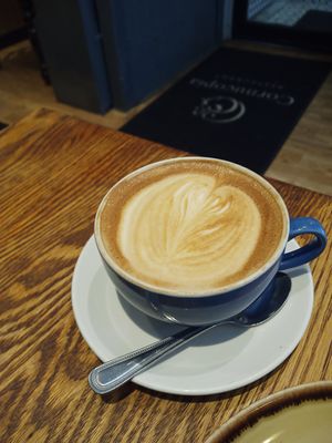 Oat milk latte at Cornucopia in Dublin