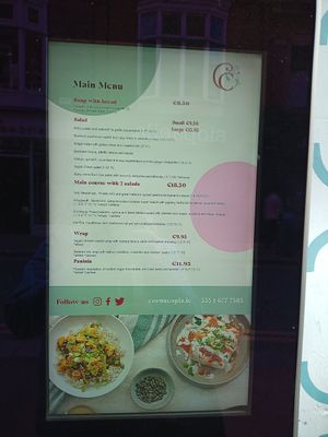 Main menu at Cornucopia in Dublin