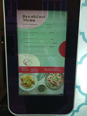 Breakfast menu at Cornucopia in Dublin