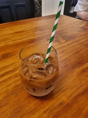 Oatmilk iced latte at Cornucopia in Dublin