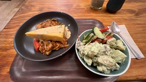 #3 Jackfruit main and potato and Greek salad  at Cornucopia in Dublin