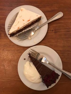 Carrot cake and chocolate raspberry cake! at Cornucopia in Dublin