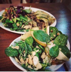 A small salad in the front, a main in the back. at Cornucopia in Dublin