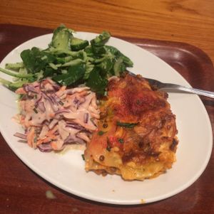 CucumberSalad, Coleslaw, & Lasagna at Cornucopia in Dublin