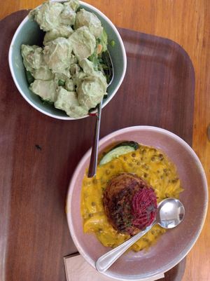 Potato cake, potato salad, broccoli salad (main and 2 salads) at Cornucopia in Dublin