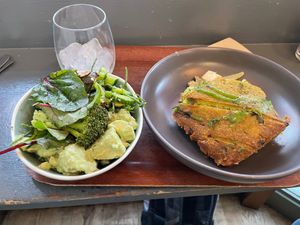 Cauliflower, tofu, wakame, with scallion mash pie.  at Cornucopia in Dublin