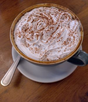 Hot chocolate (specify oat milk) at Cornucopia in Dublin