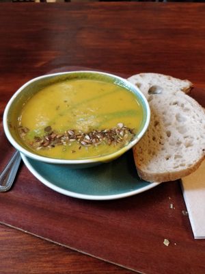 Sweet potato soup at Cornucopia in Dublin