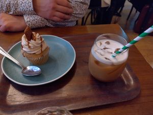 Biscoff cupcake and iced Americano at Cornucopia in Dublin