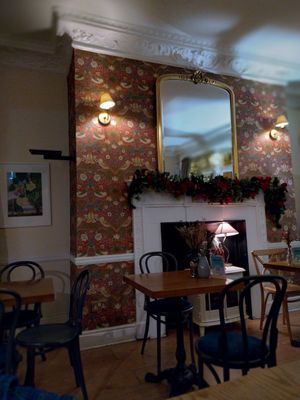 Christmas decorations upstairs at Cornucopia in Dublin