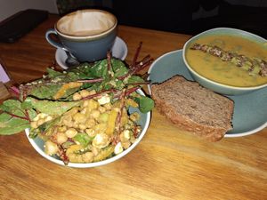 Salads and soup at Cornucopia in Dublin