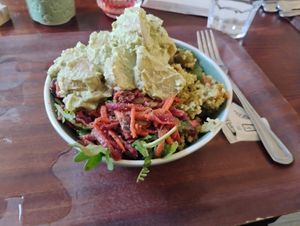 Three salads of potato, beetroot and tabouli at Cornucopia in Dublin