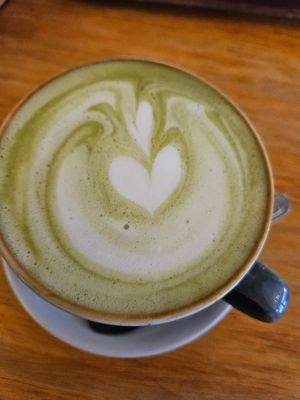 Matcha latte at Cornucopia in Dublin