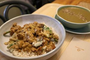stroganoff with mushrooms & seitan at Cornucopia in Dublin