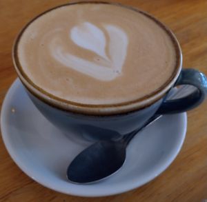 Oat latte with vanilla syrup at Cornucopia in Dublin