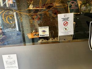 Front window with HC sticker  at Cornucopia in Dublin