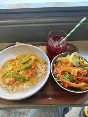 Moqueca, salads, berry iced teaa  at Cornucopia in Dublin