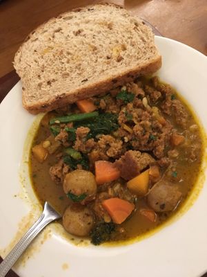 Irish stew with seitan  at Cornucopia in Dublin