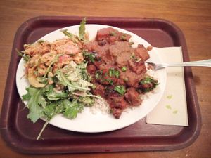 Ragout of vegetables and tofu with salads. at Cornucopia in Dublin