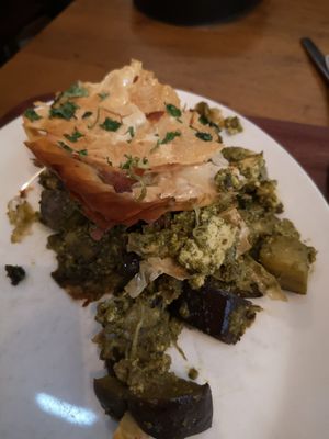 Eggplant and tofu lasagne at Cornucopia in Dublin