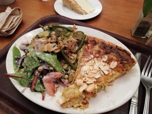 Vegan quiche and salads at Cornucopia in Dublin