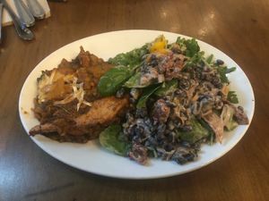 I think this was moussaka with an assortment of salad on the side. at Cornucopia in Dublin