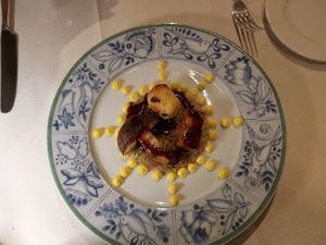 ... Topped with porcini, Tempeh and root of Parsley at Joia Alta Cucina Naturale in Milan