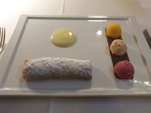 Apple strudel canoli and Gelato  #Veganuary at Joia Alta Cucina Naturale in Milan