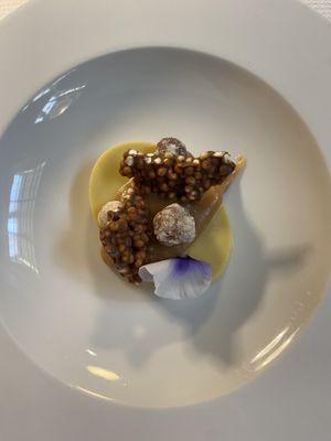 Dessert ‘panna cotta’, caramel was so nice and light  at Joia Alta Cucina Naturale in Milan