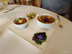 Square plate at Joia Alta Cucina Naturale in Milan