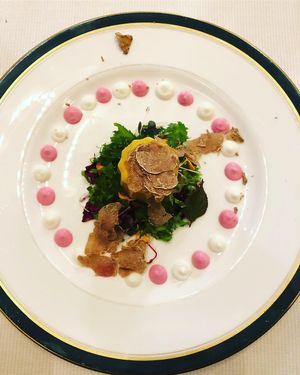 Truffles with pumpkin  at Joia Alta Cucina Naturale in Milan