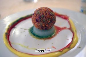 Panzanella, typical italian dish of Tuscany at Joia Alta Cucina Naturale in Milan