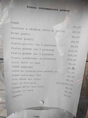 Menu at L'Arcobaleno in Brescia