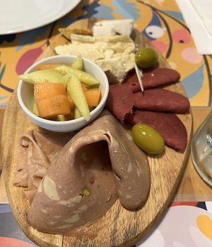 Vegan cheese and meat plate  at Un Ramerino in Florence