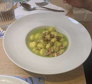 Gnocchi with a zucchini sauce and walnuts   at Un Ramerino in Florence