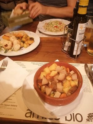 Stew and risotto plus veggie sides at Amico Bio - Un Sorriso Integrale in Naples