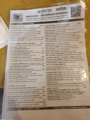 Menue at Amico Bio - Un Sorriso Integrale in Naples