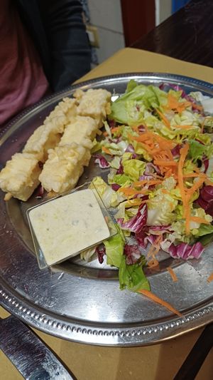 Battered tofu and cumin yoghurt dip at Amico Bio - Un Sorriso Integrale in Naples