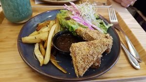 Fried tofu and fries at Sovaga in Toulouse