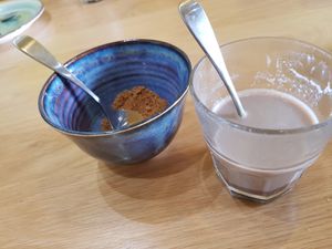 Hot chocolate with soy milk at Harmonie Bowl & Juice in Strasbourg