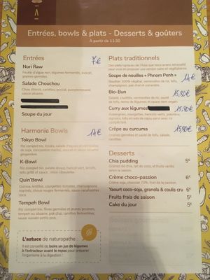 Menu  at Harmonie Bowl & Juice in Strasbourg