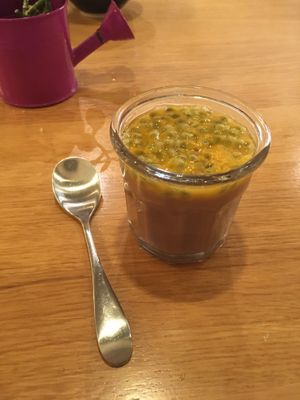 Choco-passion fruit desert  at Harmonie Bowl & Juice in Strasbourg