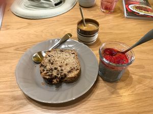 Chia pudding & banana bread  at Harmonie Bowl & Juice in Strasbourg