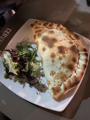 Calzone with loads of cheese  at Jardin Urbano in Valencia