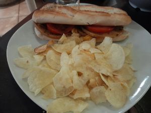 Seitan sandwich at Jardin Urbano in Valencia