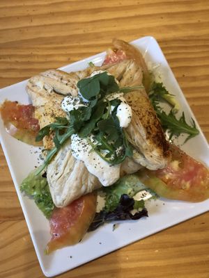 Dough with potato and veggies at Jardin Urbano in Valencia